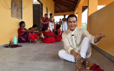 Sutra dancers performed in the newly constructed temple of Brahma Vidyaranyam complex of Dhyana Ashram, Kulim